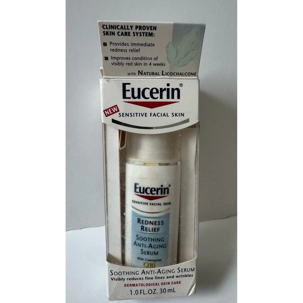 NEW Eucerin Redness Relief Soothing Anti-Aging Serum Q10 Sensitive Facial Skin
